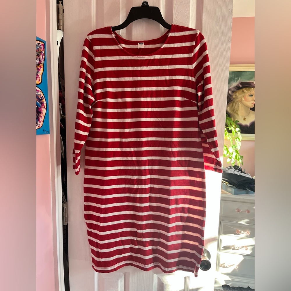 Old Navy red and white stripped dress. Size M